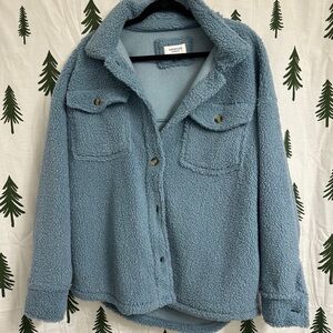 American Eagle Outfitters Light Blue Teddy Jacket